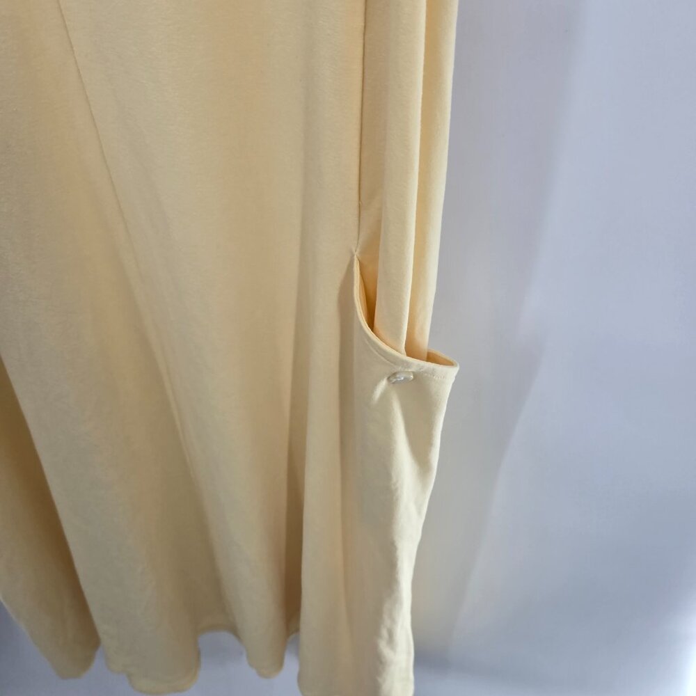 J. Jill Butter Yellow Lemonzest Rayon Big Pocket Collar V-Neck Midi Dress Small - Picture 4 of 16